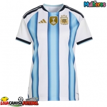 Camisa de Futebol Argentina Equipamento Principal Mulheres Mundo 2026 Manga Curta